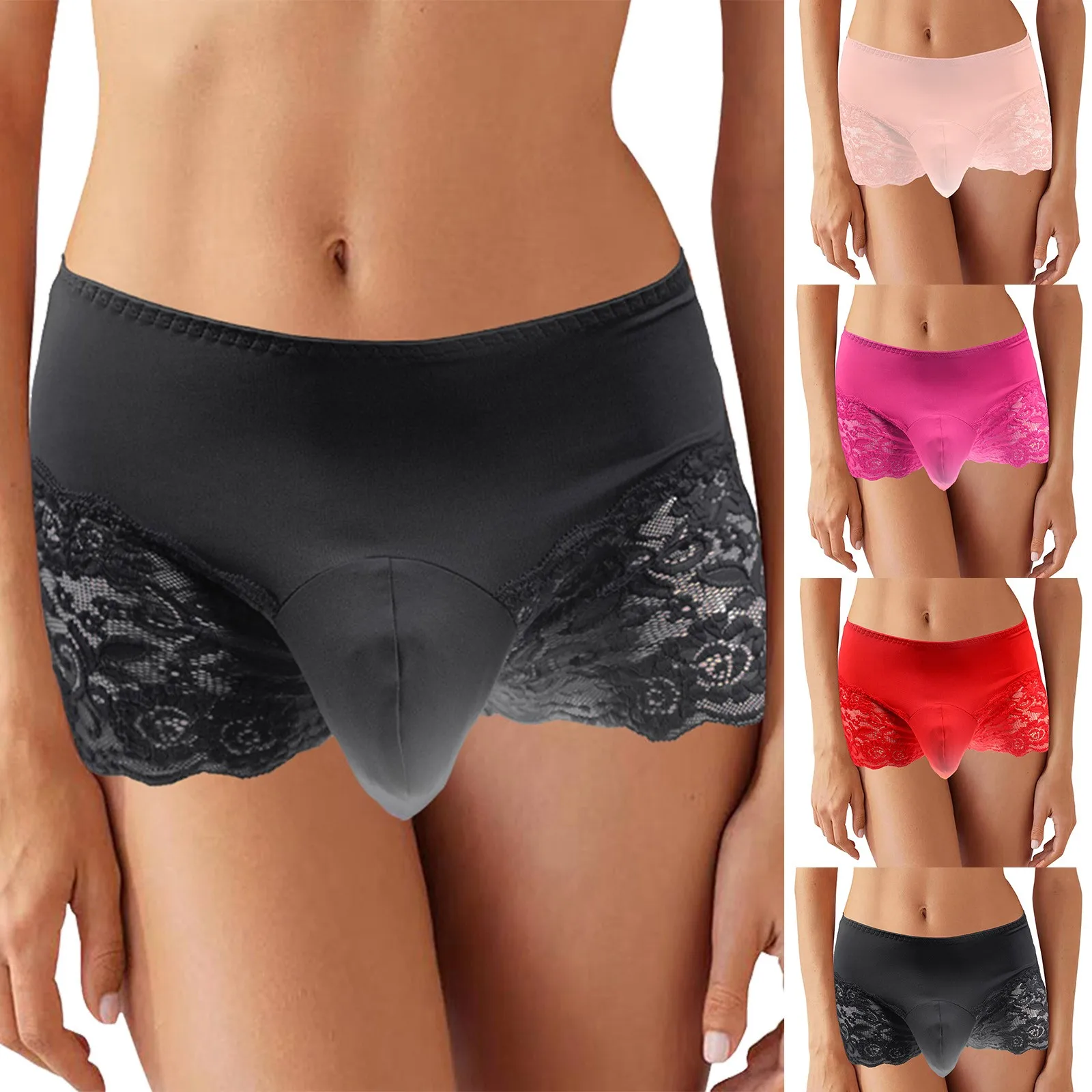 

Нижнее белье, короткое мужское сексуальное нижнее белье с низкой талией, кружевные контрастные стринги, футболки, мужской подарочный комплект, Рождество