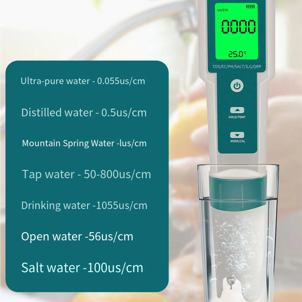 Plastic Convenient And Easy-to 7 In 1 Salinity Temp Meter For Water Analysis Multifunctional