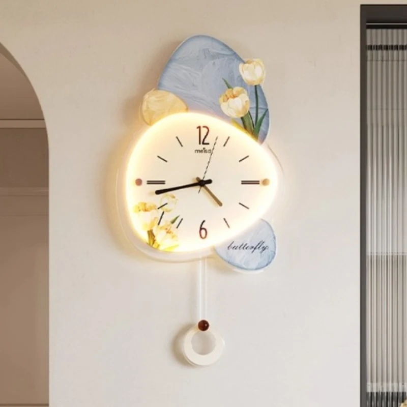 

Cream Style Living Room Wall Clock Restaurant Clock Mural Watch Room Decorations Corridor LED Mute Quartz Clock Home Decor Items