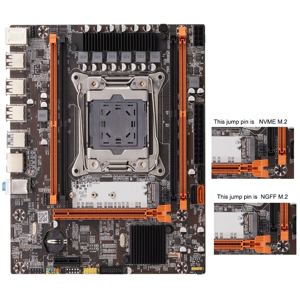 Emplacement pour carte mère X99 D3 LGA2011-3 USB3.0 PCI-E3.0 NVcloser M.2 SSD Prise en charge DDR3 32G REG ECC Mémoire et R2 Xeon E5 V3 V4 Processeur