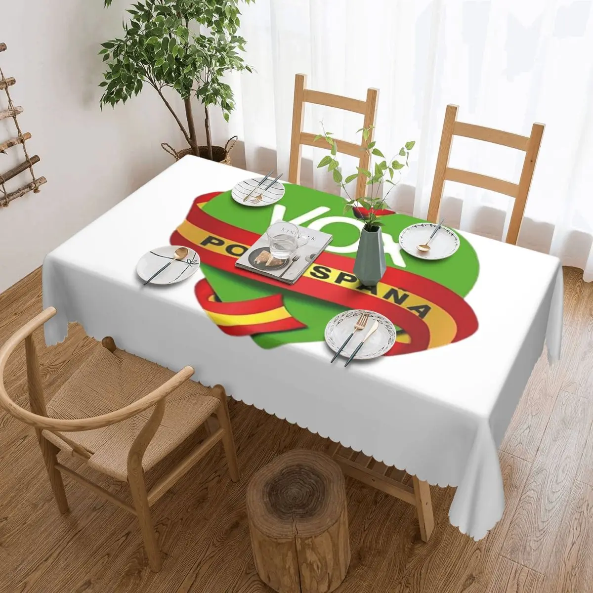 Mantel Rectangular personalizado con logotipo de Espana Vox, cubierta de mesa a prueba de aceite para comedor y eventos, moda