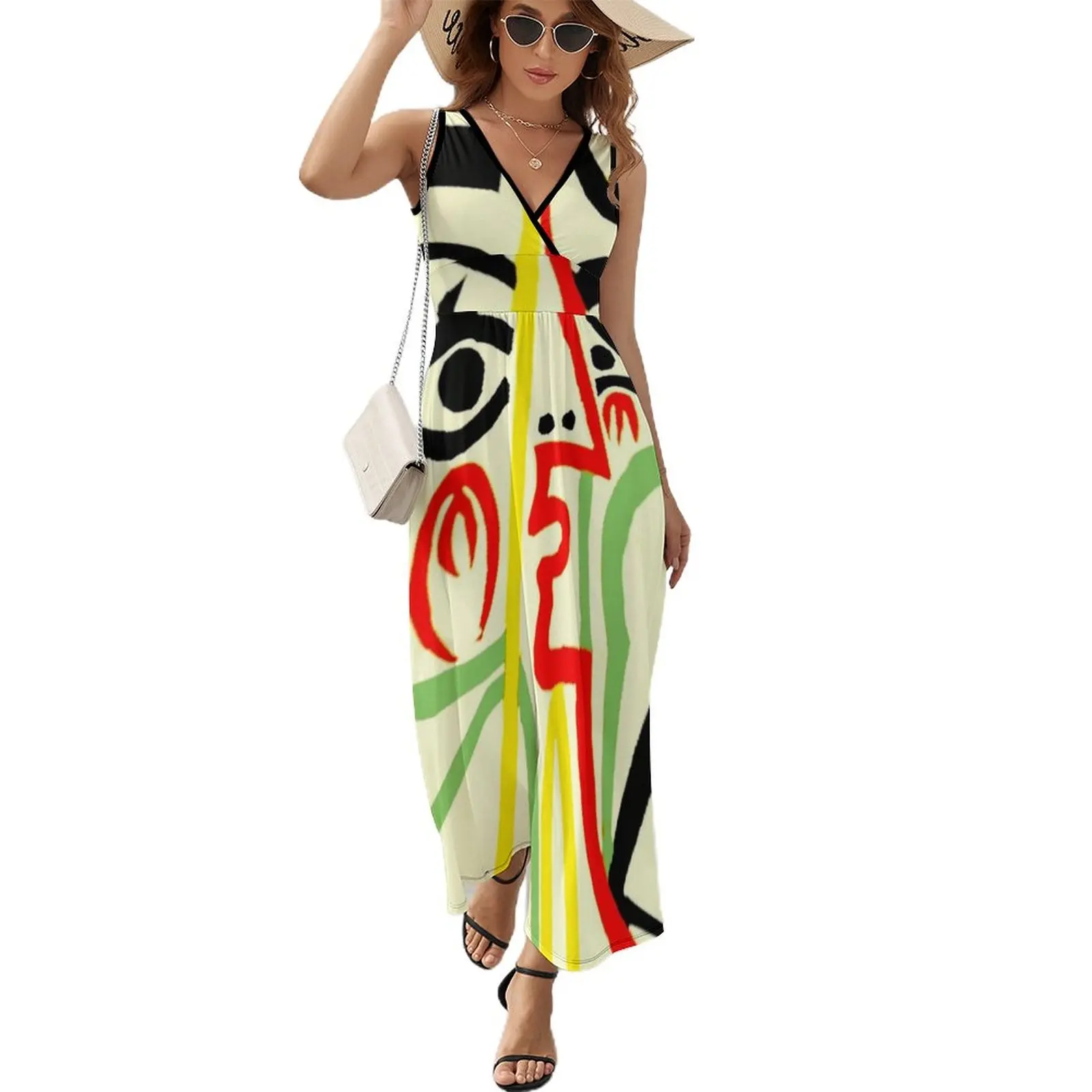 

TETE DE FEMME : Fantasy Abstract Painting Print Sleeveless Dress Women's dresses luxury woman evening dress