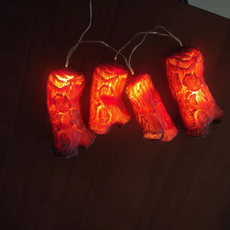 4pcs/set LED Light Simulation Charcoal Strip Resin Firewood Pile Home Decor Accessories Transparent Resin Fireplace Decoration