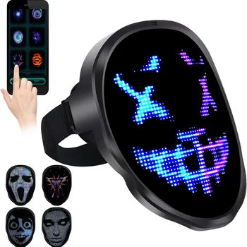 LED luminous mask party Cosplay cool mask Bluetooth programmable charging DIY personalized party masquerade mask Easter gifts