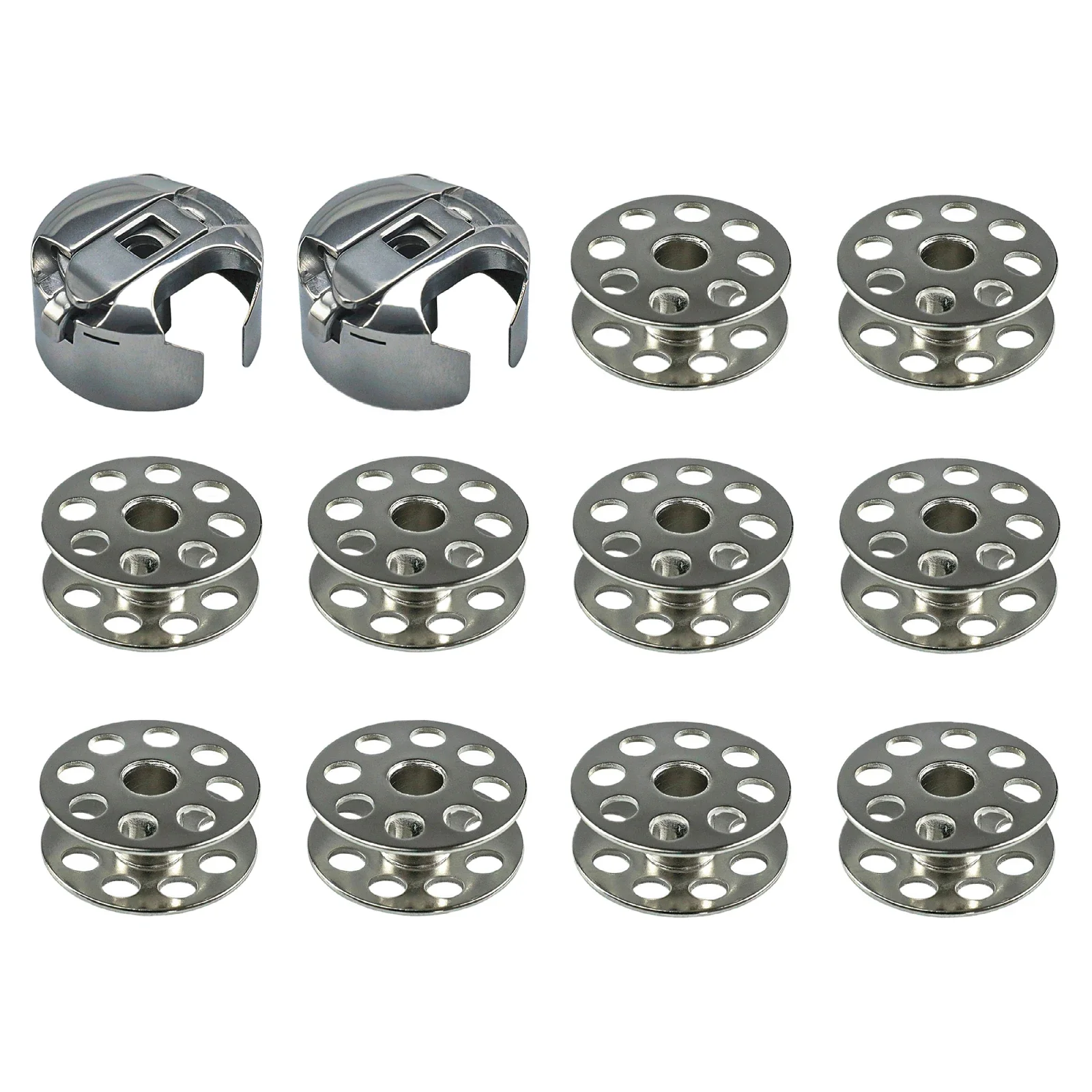 علبة بكرة كبيرة (نمط M) وبكرات معدنية تناسب JUKI DU-1181، Highlead GC0618، Typical 0302، 0303، 6-7 ماكينات خياطة (12 قطعة) #2