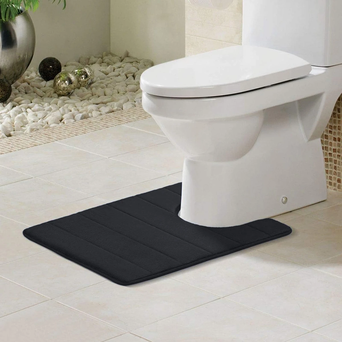 سجادة حمام كبيرة غير قابلة للانزلاق، سجادة حمام طويلة من إسفنج الذاكرة، سجادة حمام فائقة النعومة ماصة وقابلة للغسل