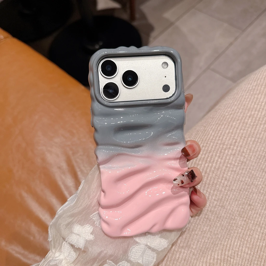 أنيق اللون الاصطدام لصق كريم التجاعيد نمط للصدمات واقية غطاء الهاتف القضية آيفون 17 16 15 14 برو ماكس #1