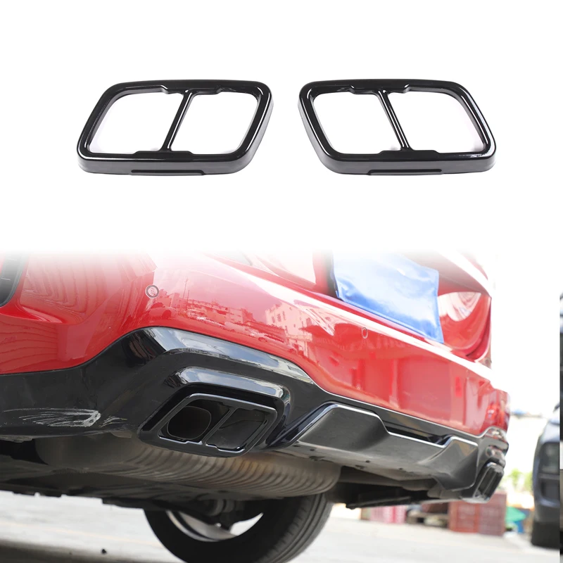 

2Pcs Stainless Steel Black For BMW 2 Series F44 2020-2026+ Car Car Exhaust Pipe Cover Decorative Sticker Protection Accessories