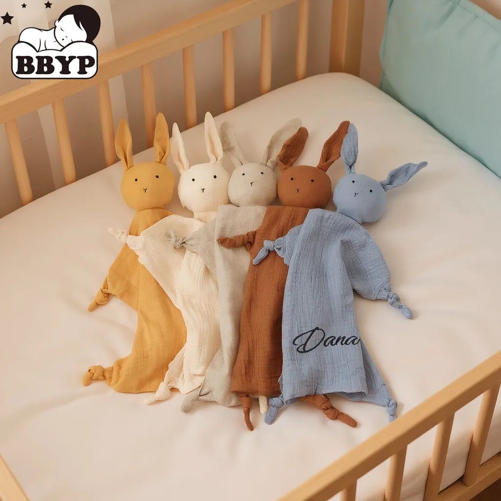 Personalized name Muslin Baby Comfort Towel Cotton Comforter Blanket Soft Sleeping Dolls Kids Fashion Sleep Toy Soothe Appease T