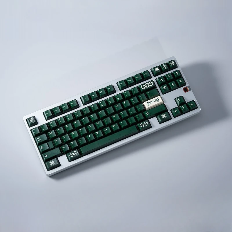 PBTfans Emma tema Keycap 161Key ABS kustom tutup Keyboard hijau tembus cahaya topi kunci game profil ceri untuk Keyboard mekanis