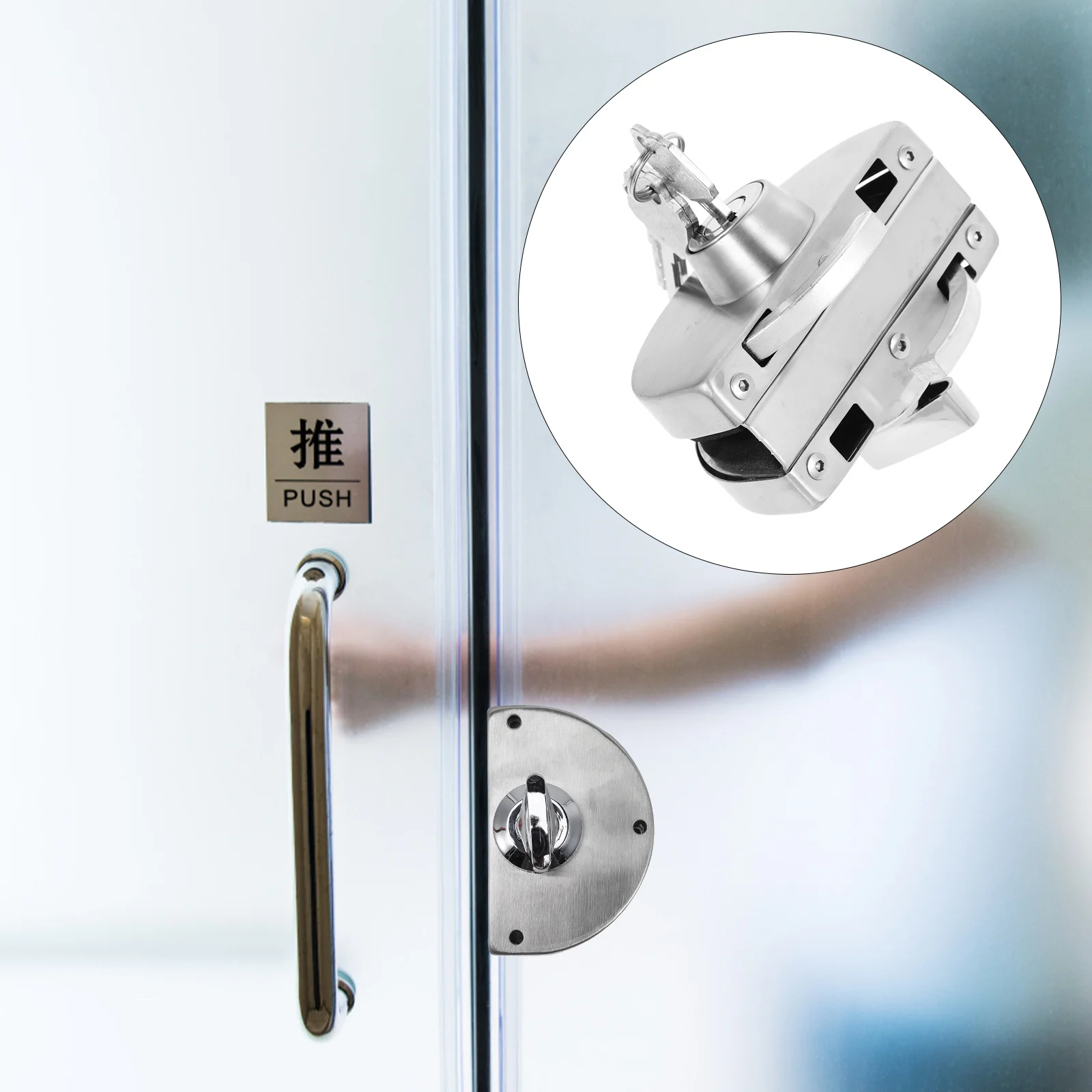 

1 Set Glass Door Lock Sliding Patio Door Handle With Key Stainless Steel Replacement Hardware For Sliding Doors Roller Lock