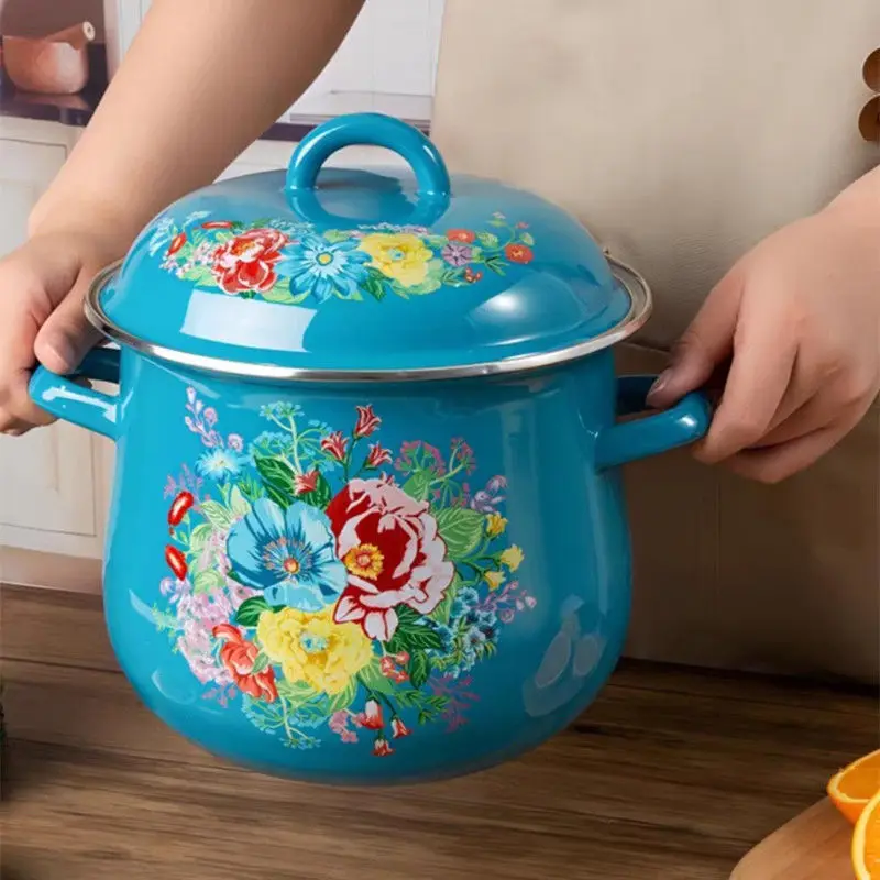 

Enamel Soup Pot Stew Deepening Thickened Household Kitchen Cookware Large Chicken Stock Pot