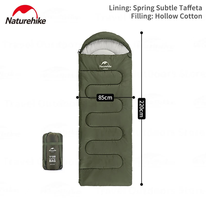 Naturehike Y150 Envelope Hooded Sleeping Bag Splicable Ultralight Portable Outdoor Camping Hiking Travel Quit Warm 220x85cm