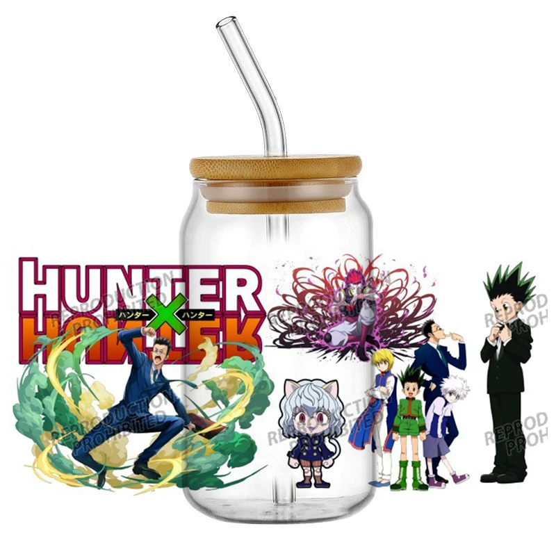 Beliebte Anime HUNTER×HUNTER 16oz UV DTF Neues Design Manga 3D Aufkleber Cartoon Aufkleber Tasse Becher UVDTF Handwerk DIY Geburtstagsgeschenk