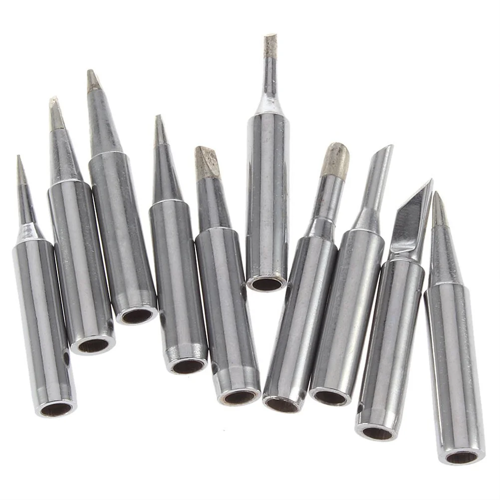 

10Pcs Solder Iron Tips Lead Free Different Sizes 44x7mm for Station 900m 933 376 907 951 898d 852d Soldering Iron Tip Set