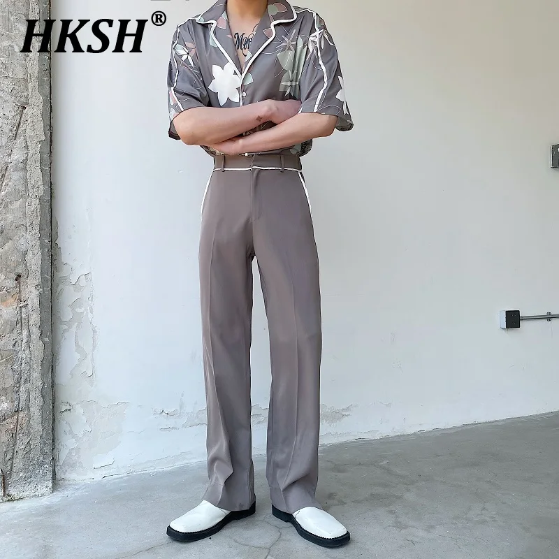 

HKSH Spring Autumn New Korean Version Simple Cool Chic Solid Color Men's Tide Trousers Fashion Temperament Straight Pants HK1802