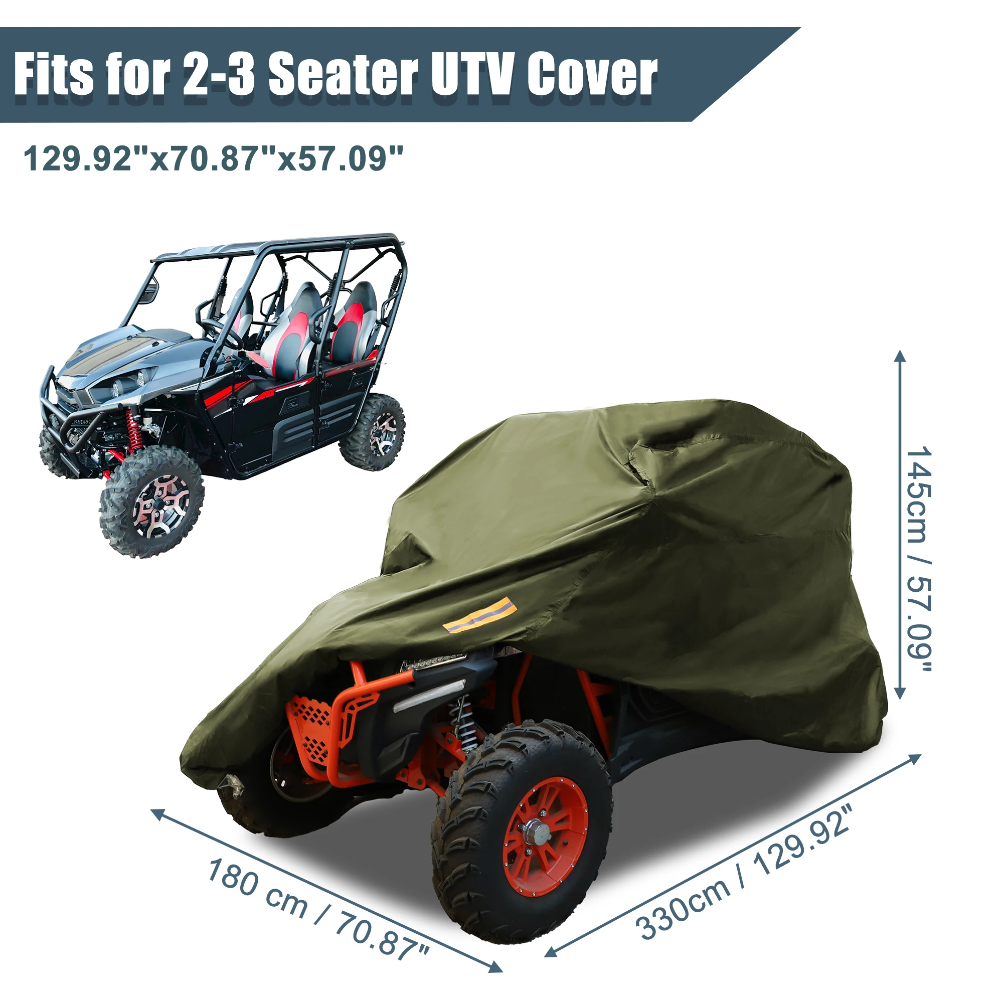 

uxcell UTV Cover Waterproof Full Cover for Polaris RZR for Ranger 2-3 Seater Army Green