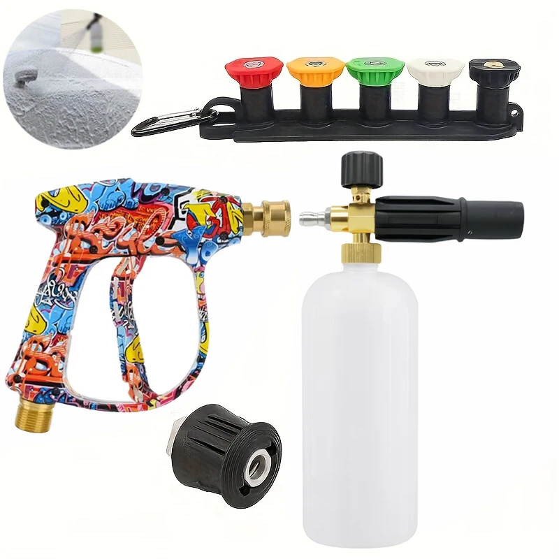 

Portable High Pressure Washer Gun Kit - Quick Connect Nozzles Hose Adapter for Karcher/Bosch Compatible Car Truck Boat Cleaning