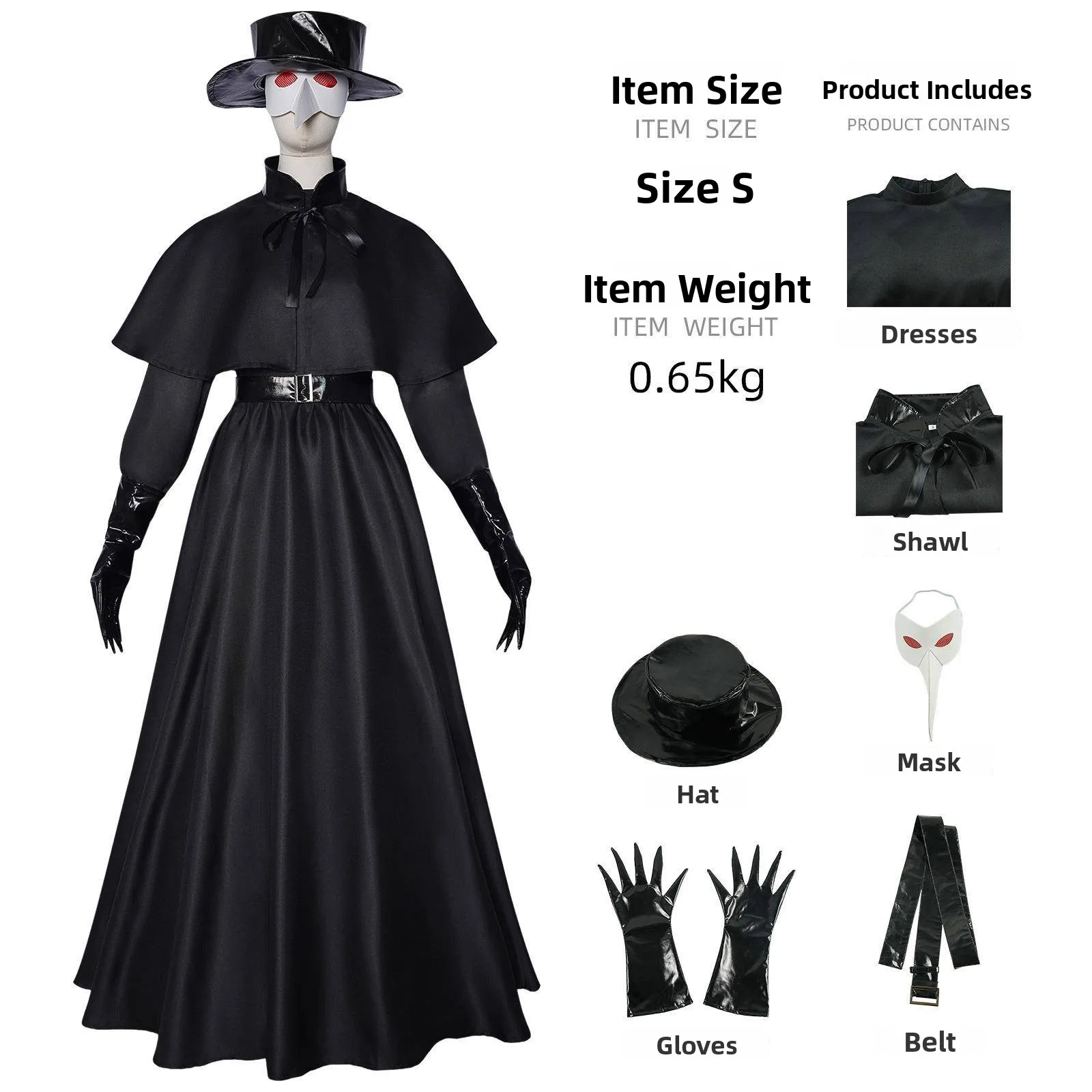 Loween – Costume de Cosplay de docteur de la peste, bec de corbeau St Punk, spectacle sur scène médiéval, faion ethnique traditionnelle pour femmes