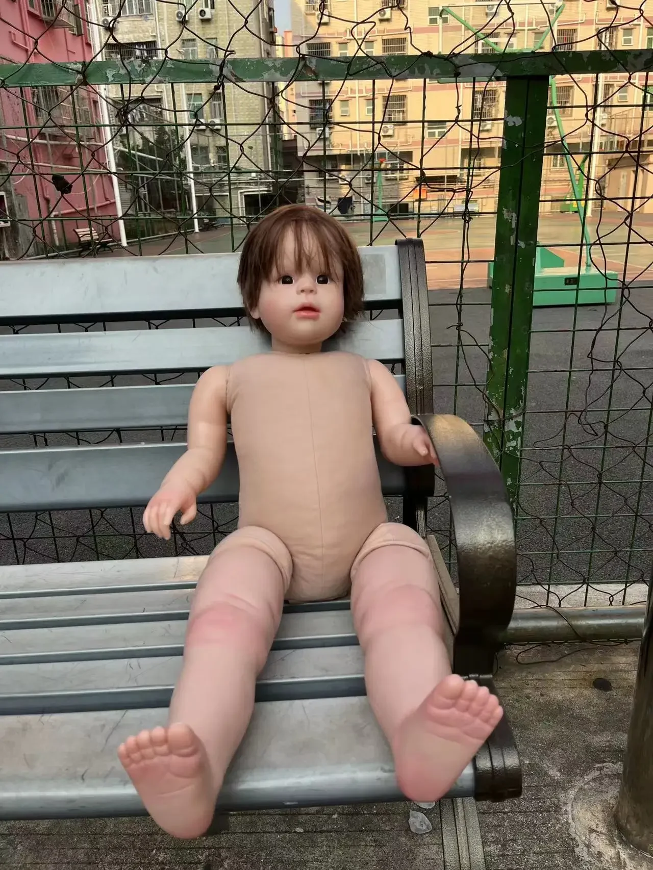 DLS Aangepaste Limited Supply 29 inch Reborn Baby Peggy Met Handgeworteld Bruin Haar Jongen versie Geschilderd Kit DIY Deel