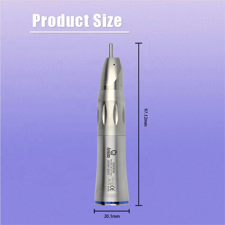 Den tal aço inoxidável Nosecone reto Handpiece, spray de água único interno, E-Type para Micromotor, 1:1