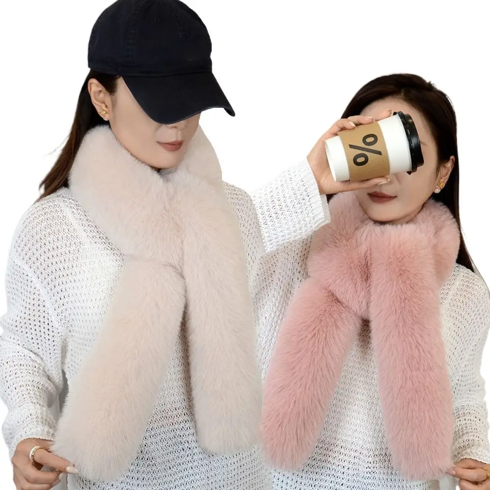 

Vintage 130cm Fake Fur Long Scarf Thick Soft Long Strip Scarf Solid Color Fur Decor Winter Fluffy Scarf Autumn Winter