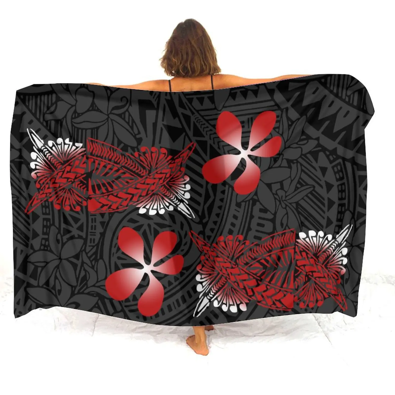 Island Sarong Women Beach Sarong Headscarf One-Piece Custom Printed Sarong Polynesian Sarongs Beach Wrap Sun-Protective Coat