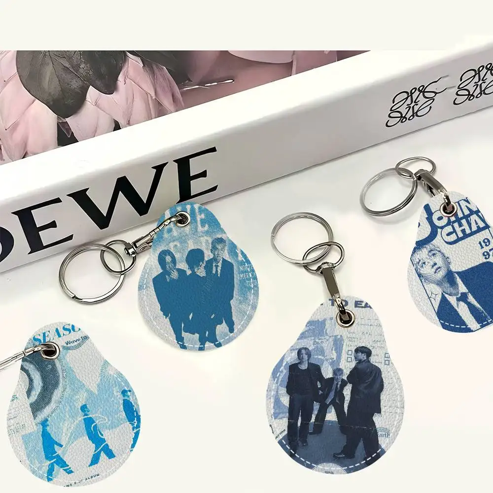 W-Wave إلى الأرض تدفق الصيف حامل مفتاح جديد بولي Leather الجلود مفتاح الحقيبة ضئيلة مدبرة المنزل مفتاح مدخل الحرس بطاقة حامي حامل #2