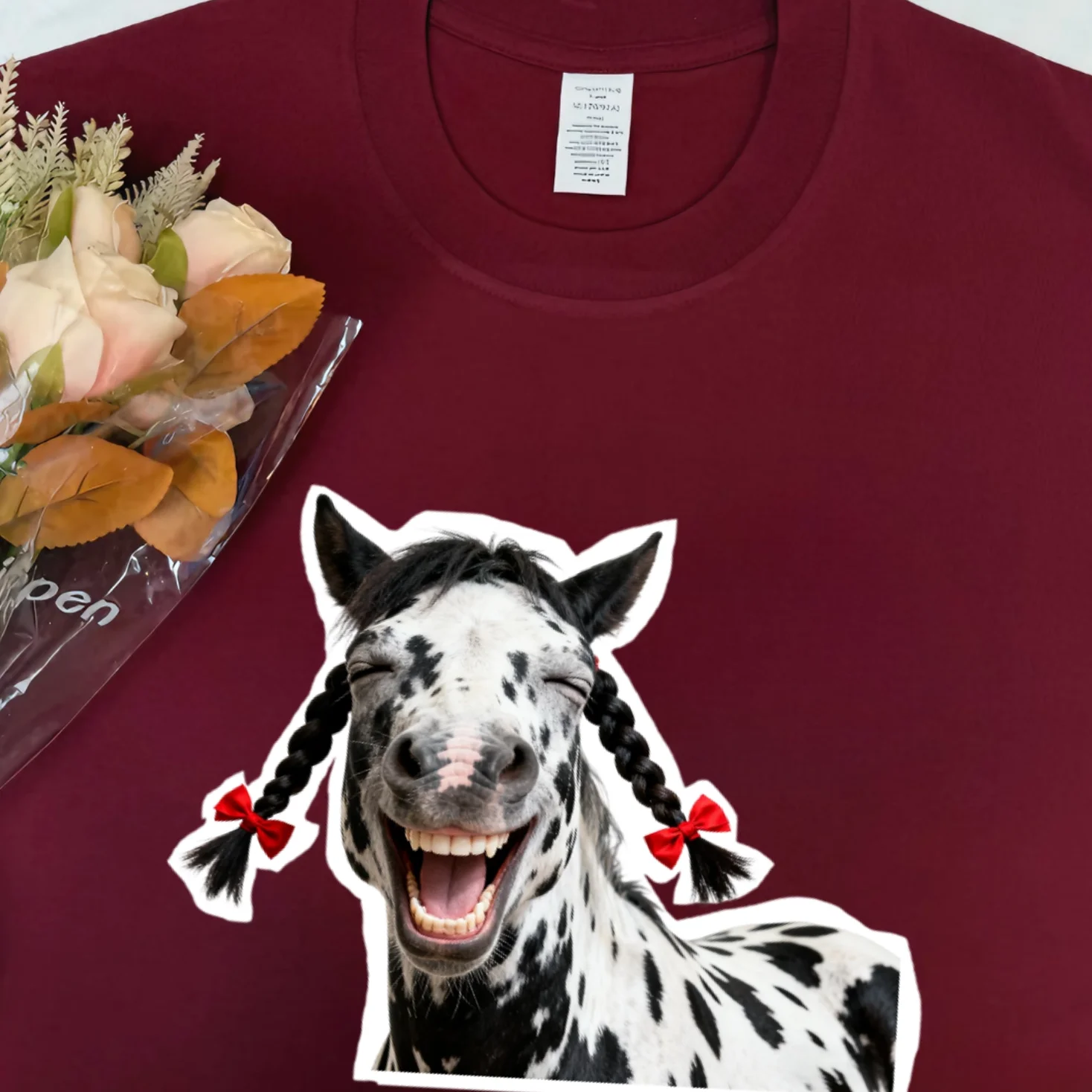 Creative Print Cotton Short Sleeve T-Shirt Unisex Loose Fit Commute Wear New Year Funny Joke Image  Year Pure Cotton