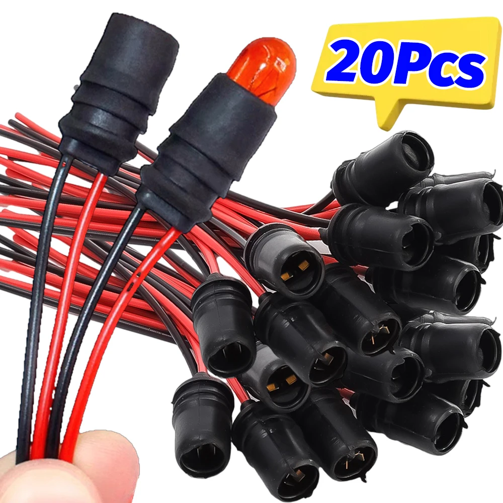 1-20pcs Car T10 Instrument Light Socket LED Lamp Holder Light Bulb Socket Base Rubber Connector Holder Extension Wire Adapter