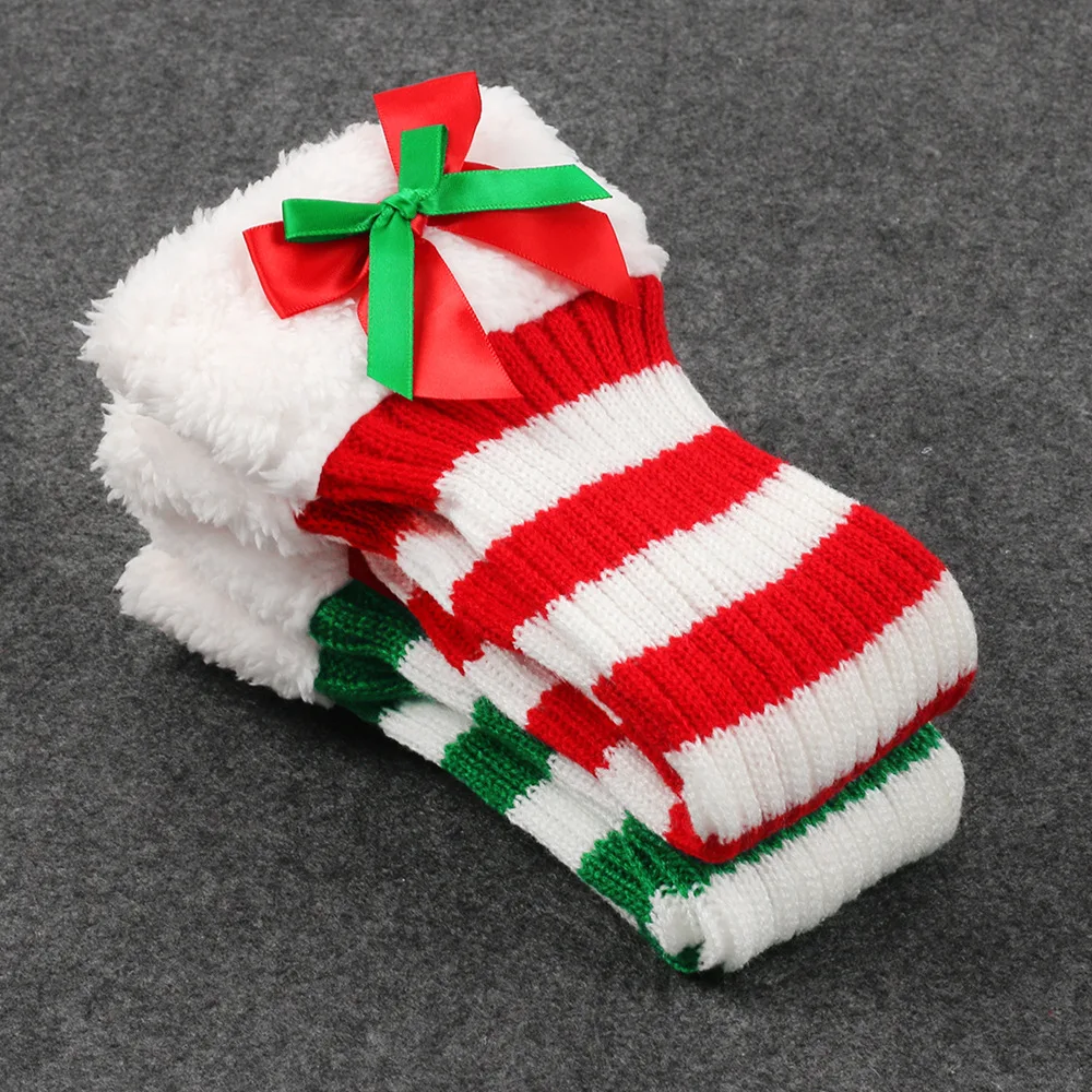 النساء الرجال عيد الميلاد عيد الميلاد السنة الجديدة متماسكة الجوارب الطويلة القوس شريط الركبة كم الشتاء اكسسوارات الكبار لطيف هدية الكريسماس