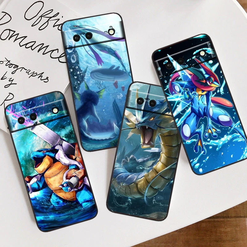 

Anime Cute P-Pokemones For Google Pixel 9 8 7A 7 6A 6 5A 5 4 4A XL 5G Black Silicon Shockproof Shell Back Phone Case