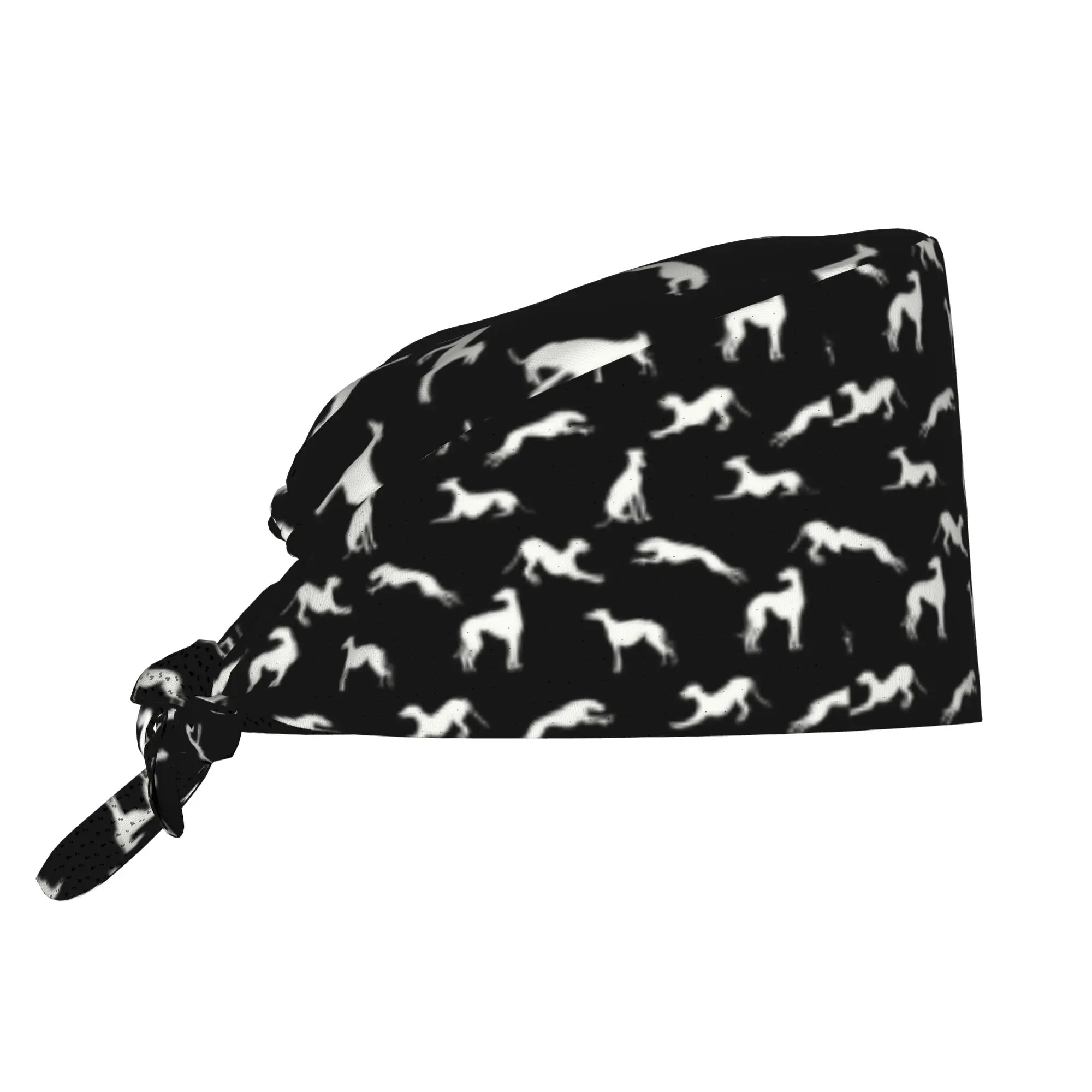 Greyt Greyhound Silhouettes Breathable Nursing Work Cap Nursing Hair Hats Whippet Sighthound Dog Work Scrubs Hat for Medical