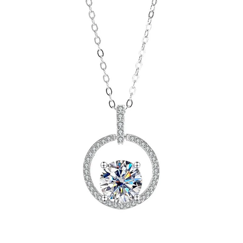 

QCX019 Lefei Fashion Luxury Trendy Classic Moissanite Fine 3CT Desgin Circle Star Necklaces Women 925 Silver Party Jewelry Gifts