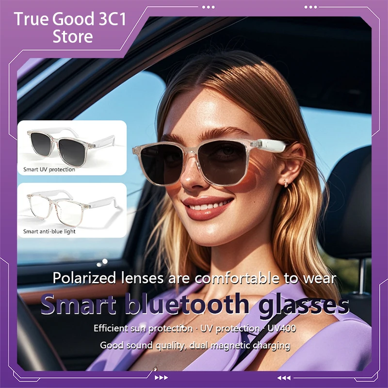 Gs03 Smart Glasses Bluetooth 5.3 Sunglasses Polarized Anti Uv Anti Blue Light Music Calling Interchangeable Lenses Fashion Gift