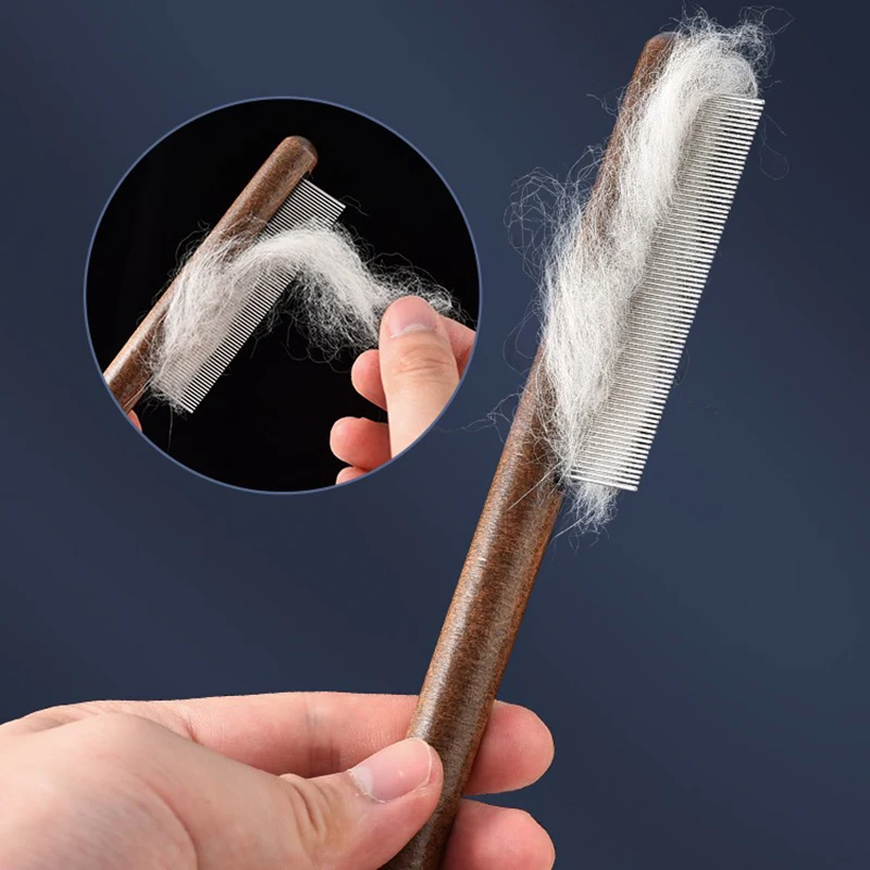 Professional Pet Deshedding Brush wooden Dematting Dog Comb Cat Brush Rake Puppy Grooming Tools Undercoat Shedding Flying Hair