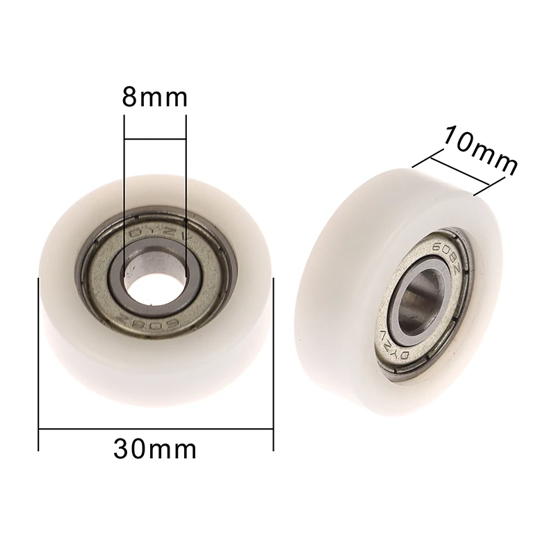 1 個 608 ZZ 8*30*10 ミリメートル POM ナイロンラウンドタイプローラーホイール POM ラップ 608ZZ ベアリングプーリープラスチックホイールベアリングプーリー