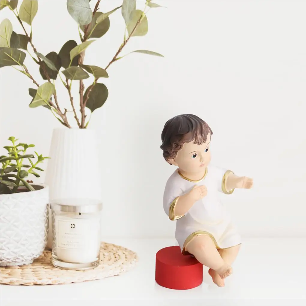 Resin Baby Ornament Nativity Figurine Practical Wear-resistant Craft Small Baby Doll for Home Study Room Bookshelf