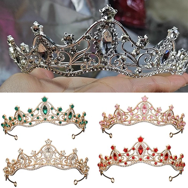

Bride Hair Tiara Colorful Crystal Hairband Tiara Crown Silver Color Diadem Veil Wedding Hair Accessories Headpieces Head Jewelry