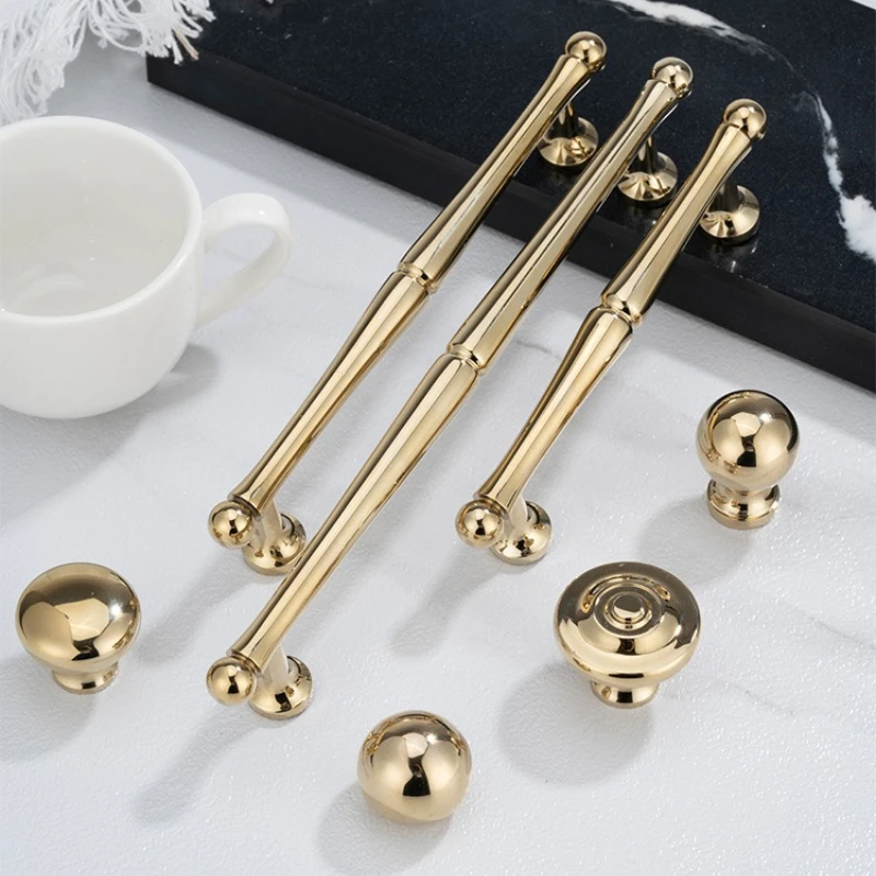 New Luxury French Shoe Cabinet Door Pulls Golden High-End Furniture Drawer Handles Brass Kitchen Cabinet Single-Hole Small Pulls