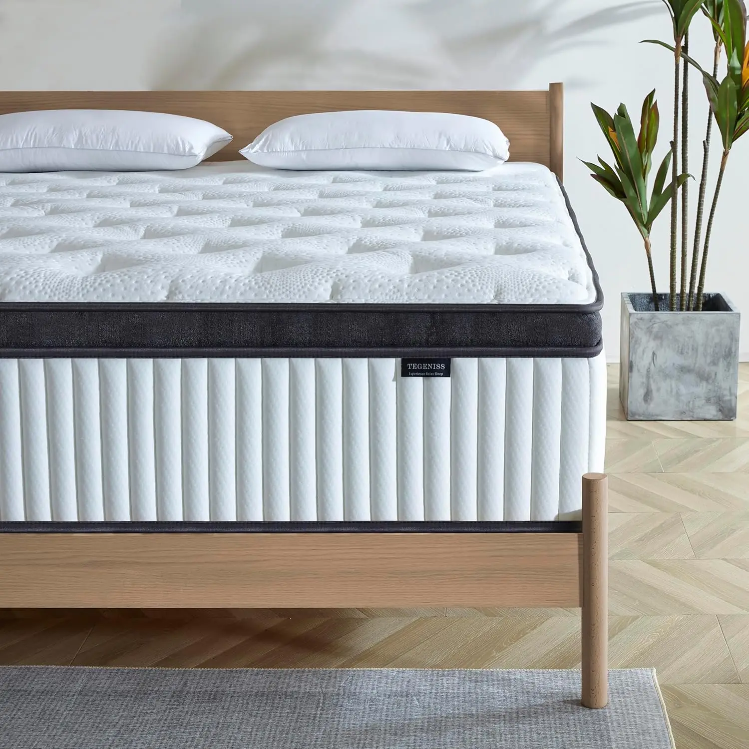 Matelas hybride à ressorts intérieurs, 12 pouces, dans une boîte, avec mousse à mémoire de forme en gel, enveloppé entièrement