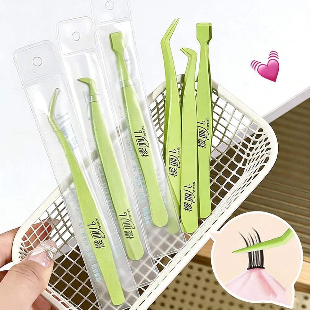 Pęsety ze stali nierdzewnej wysokiej jakości do sztucznych rzęs, pęsety do rzęs po przedłużaniu, lekkie, do izolacji rzęs w domu.