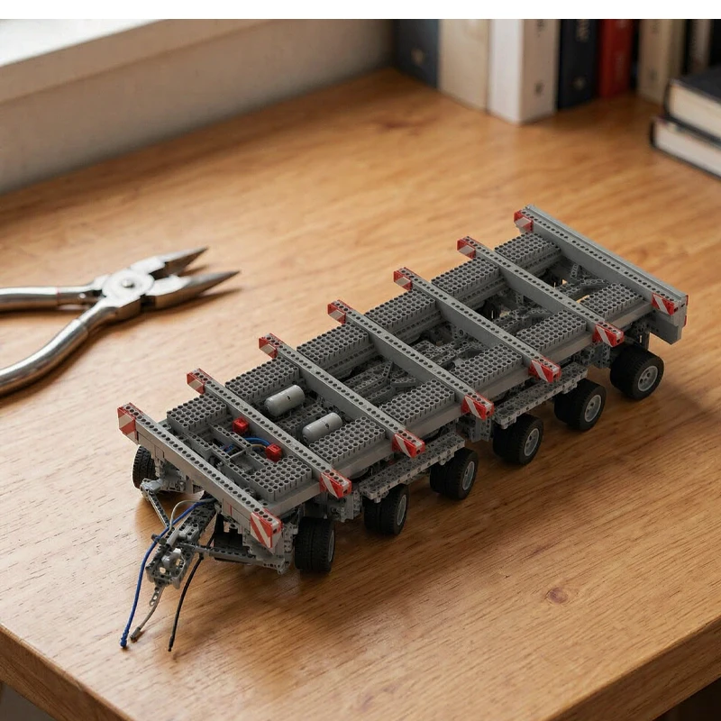 Multi-axle Dual-line Modular Trailer Heavy MOC-180345 Transport Equipment 3737 Building Blocks Toy Birthday Gift Christmas Gift