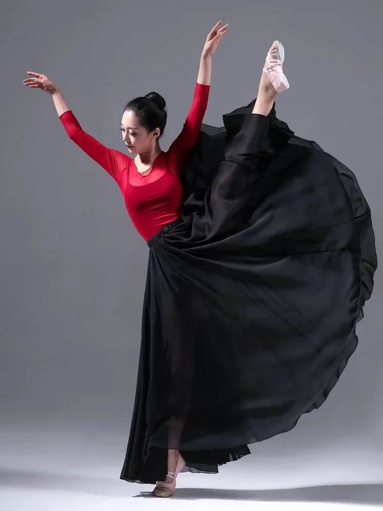 Abiti da danza classica Danza moderna femminile Pratica di danza orientale Gonna lunga di garza Gonna elegante nazionale Gonna ampia altalena
