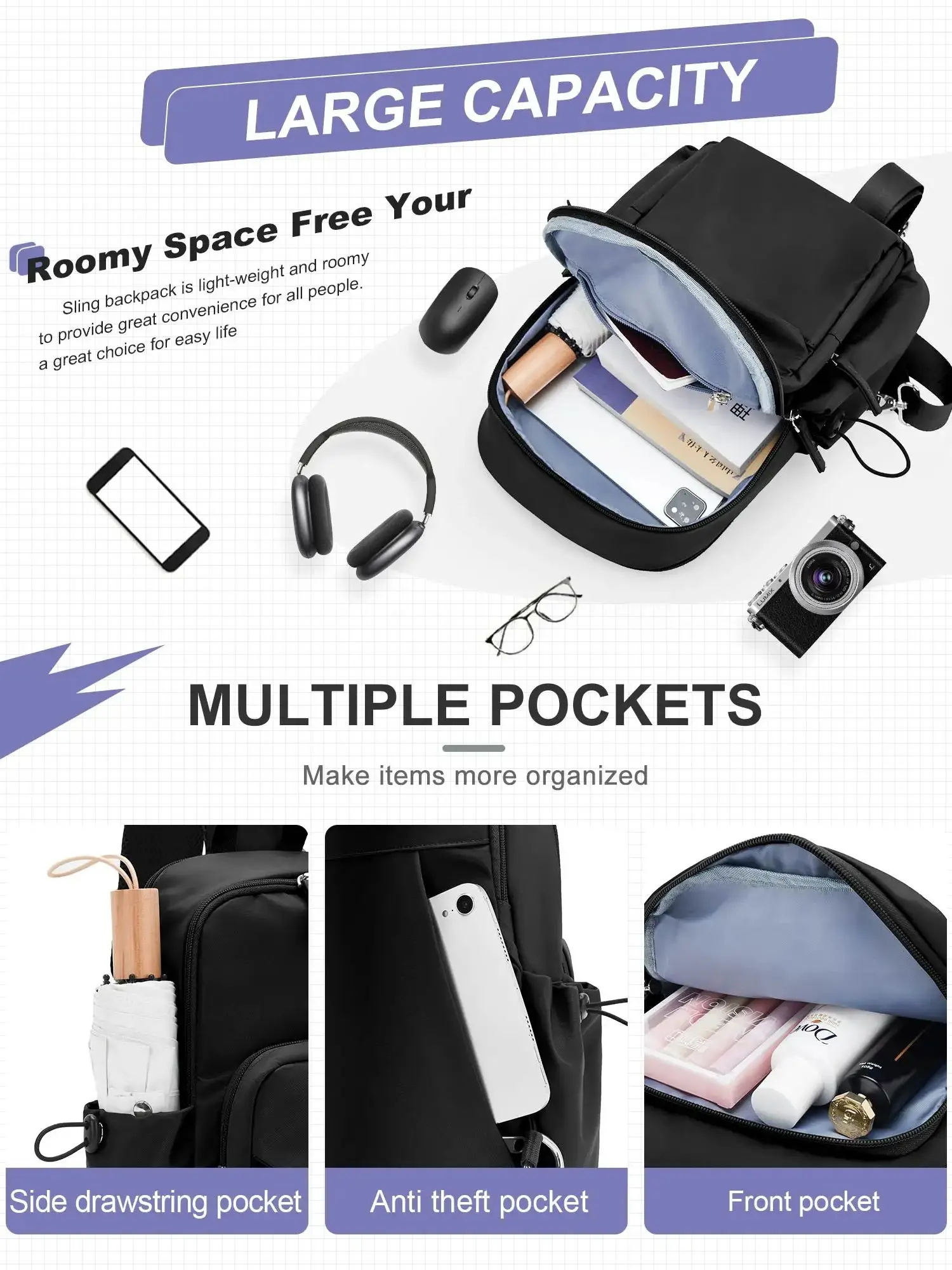 Versatile Chest Bag for Men Women Casual Sports Crossbody Bag Fashion Small Shoulder Bag with USB Charging Large Capacity Waist