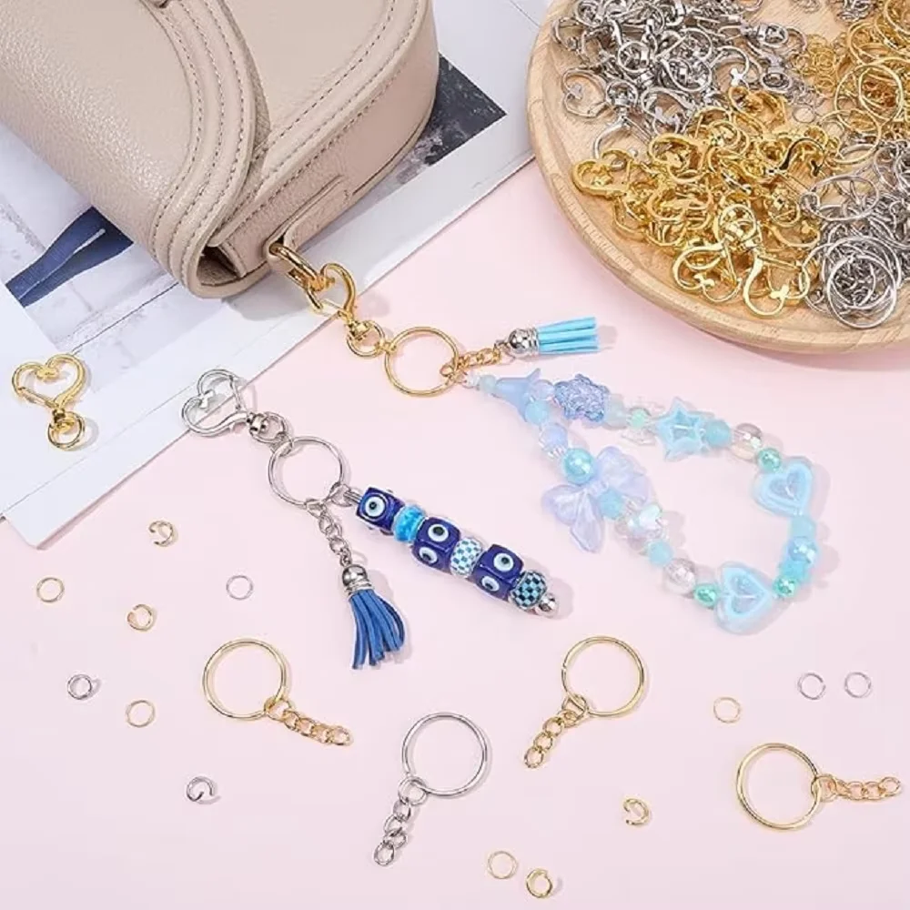 15/30 Sets Heart-Shaped Rotating Keychains with Chains