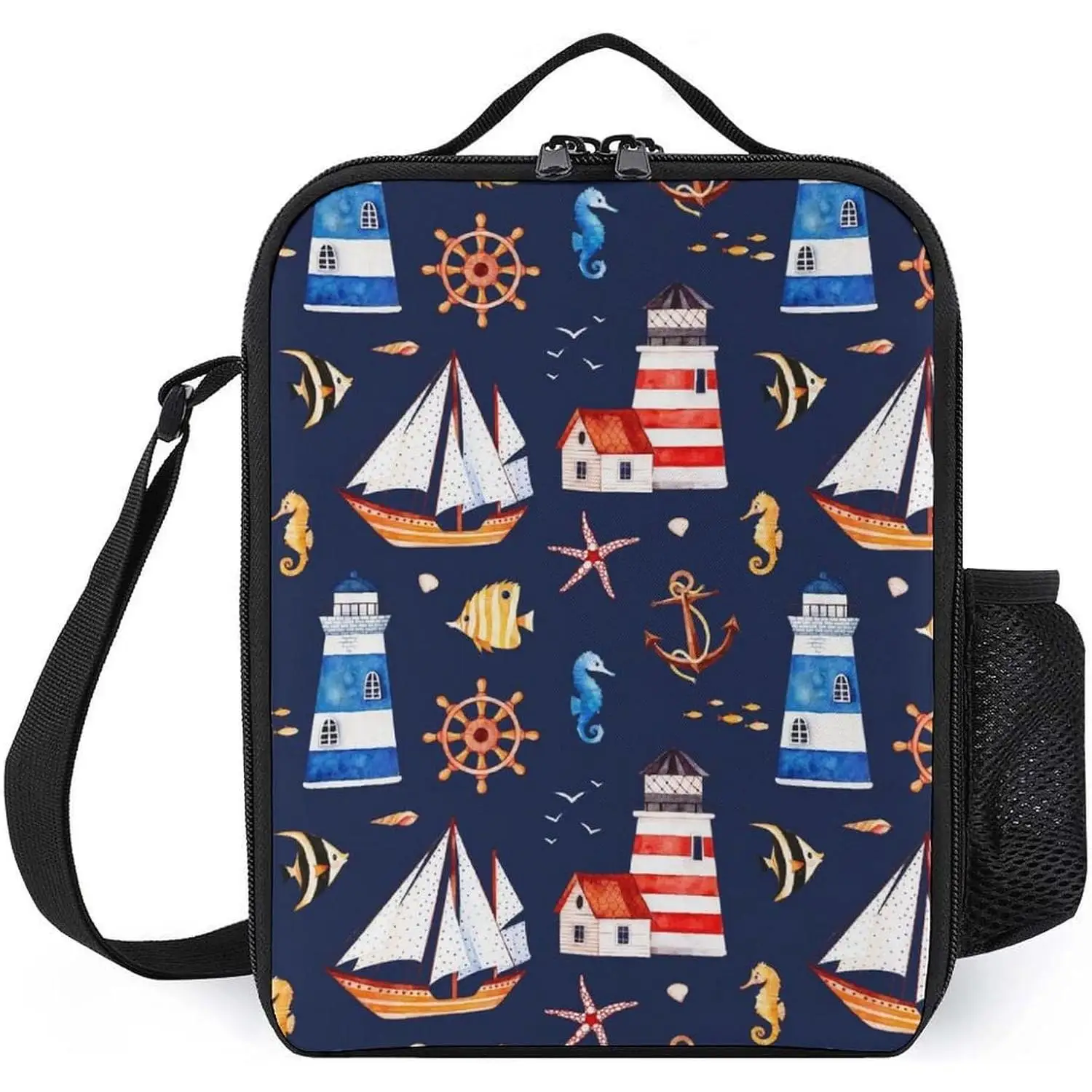 

Nautical Portable Insulation And Cooling Large Capacity Lunch Bag Waterproof Tote Lunch Box Thermal Cooler Lunch Tote Bag