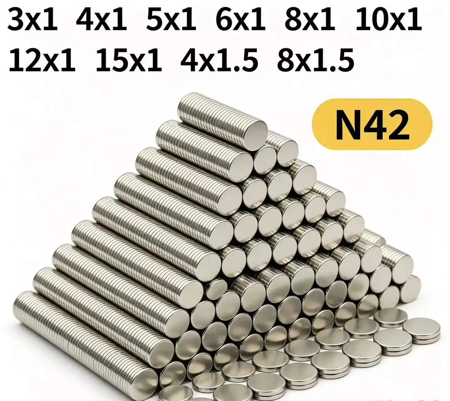 Super Strong Round Neodymium Magnet Powerful Magnets N42 Permanent Magnetic NdfeB Refrigerator Magnet 8x1 10x1 12x1 15x1