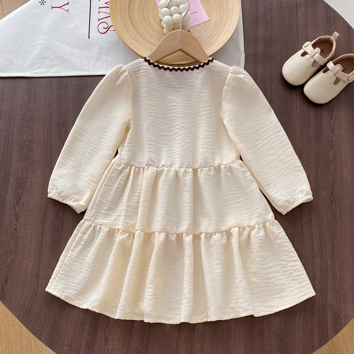 Humor Bear Mädchen Prinzessinnenkleid Langarm Schleifendekoration Bequemes Tortenkleid Herbst Kinderbekleidung Kleid Outfitoft – Detail 3