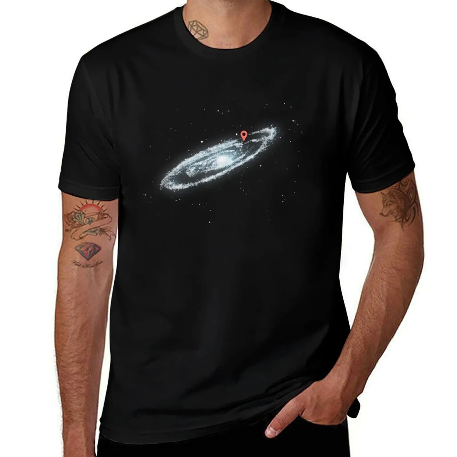You Are Here - Milky way T-Shirt Sports Casual Breathable Tee Shirt T-Shirt